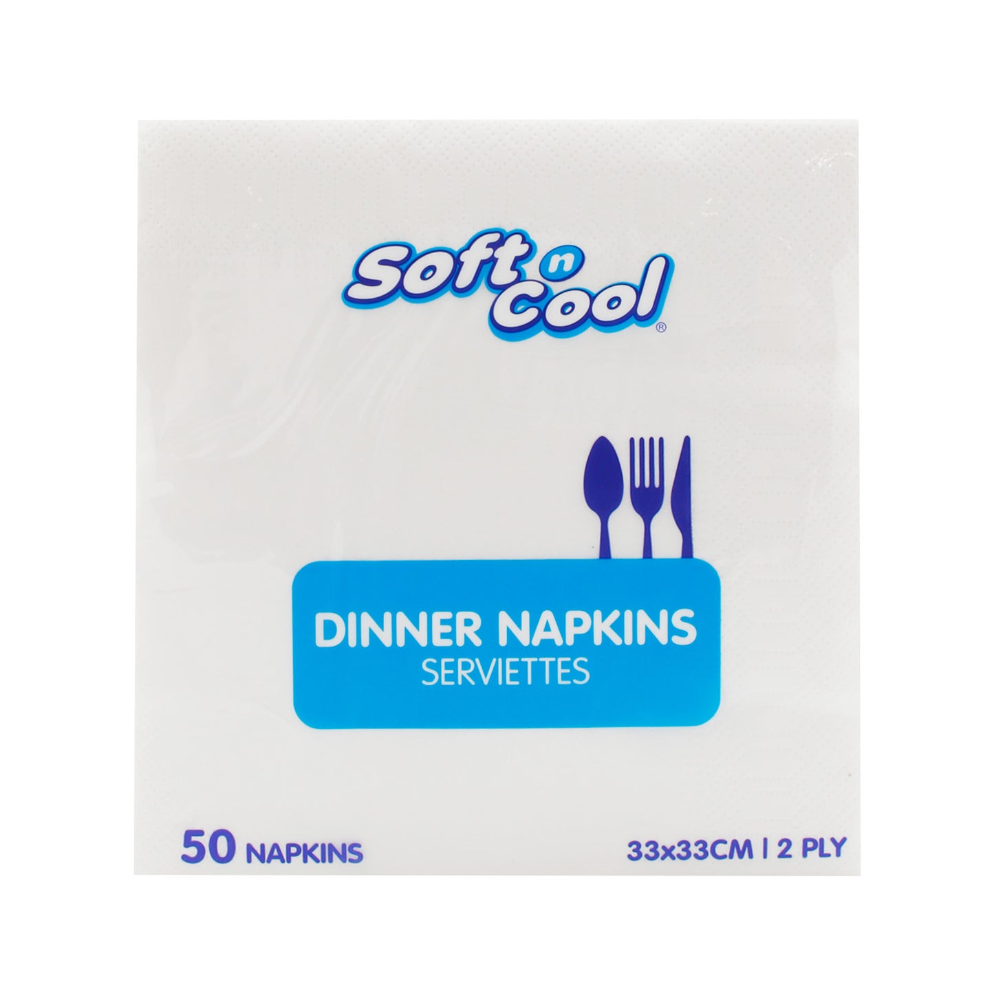 Soft N Cool Dinner Napkins 2 Ply 33 x 33cm 50 pcs