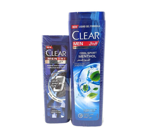 Clear Men's Cool Sport Menthol Anti-Dandruff Shampoo 400 ml + Clear Men 3in1 200 ml Assorted