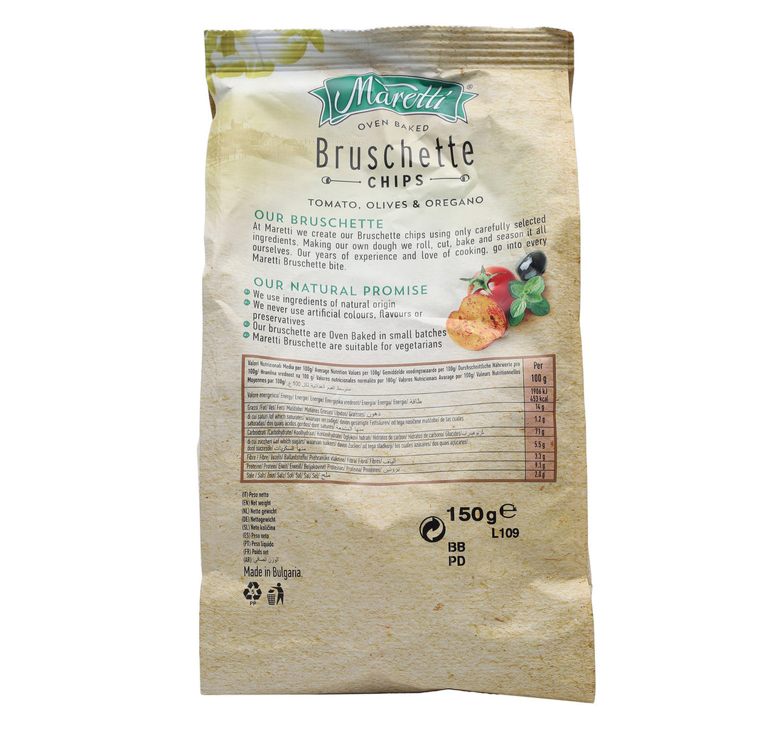 Maretti Bruschette Tomato Olives & Oregano Chips 150 g