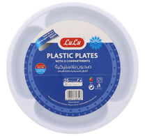 LuLu Plastic Plates With 3 Compartments 26cm 25 pcs