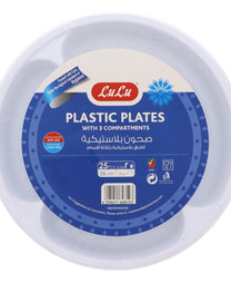 LuLu Plastic Plates With 3 Compartments 26cm 25 pcs