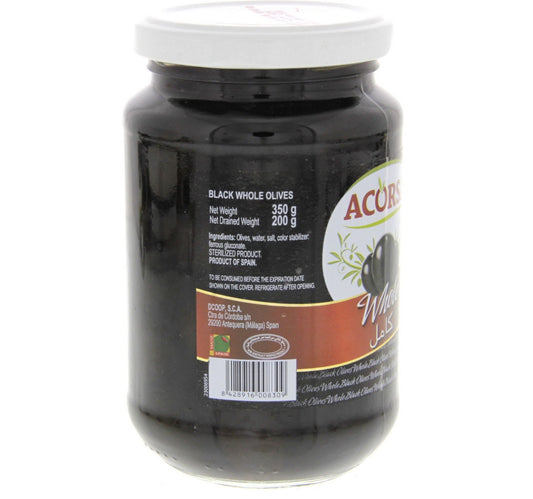 Acorsa Whole Black Olives 200 g