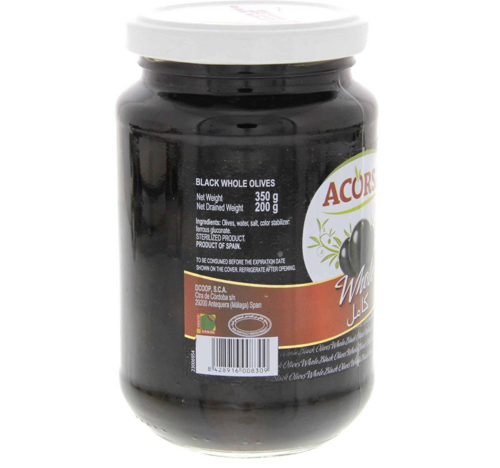 Acorsa Whole Black Olives 200 g