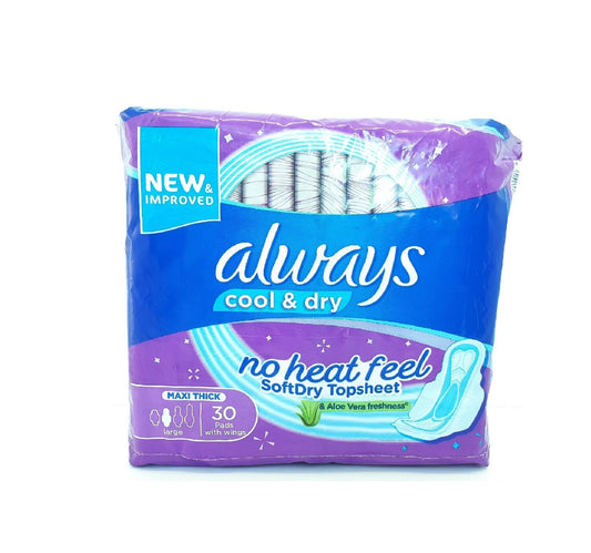 فوط صحية كبيرة سميكة ماكسي كول آند دراي من أولويز بأجنحة، 30 قطعة