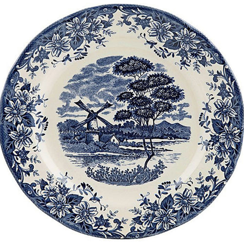 Claytan Ceramic Windmill Dinning Plate, 26 cm, White & Blue, CLA.WB16025
