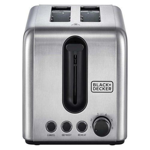 Black+Decker 2 Slice Toaster, 1050 W, Stainless Steel, ET244-B5
