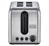 Black+Decker 2 Slice Toaster, 1050 W, Stainless Steel, ET244-B5