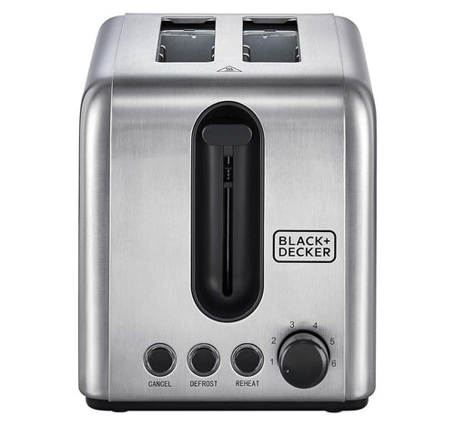 Black+Decker 2 Slice Toaster, 1050 W, Stainless Steel, ET244-B5