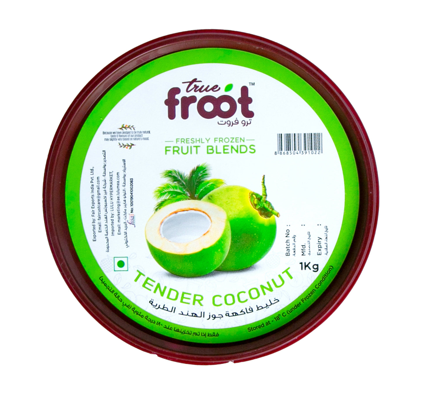 True Froot Freshly Frozen Tender Coconut Fruit Blend 1 kg