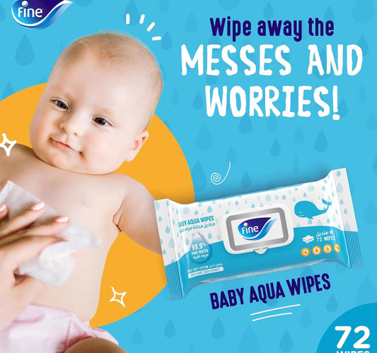 Fine Baby Water Wipes 2 x 72 pcs