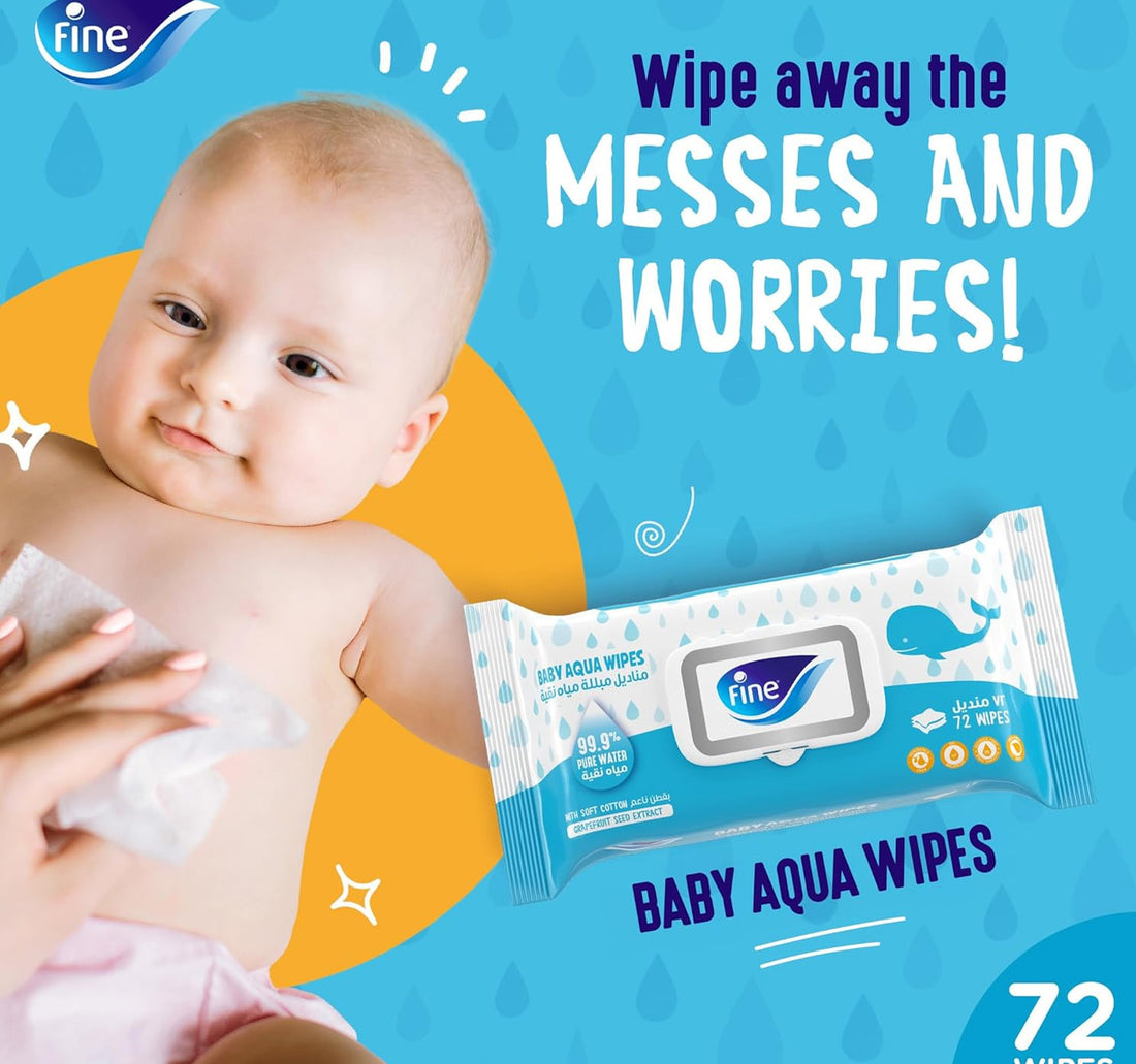 Fine Baby Water Wipes 2 x 72 pcs