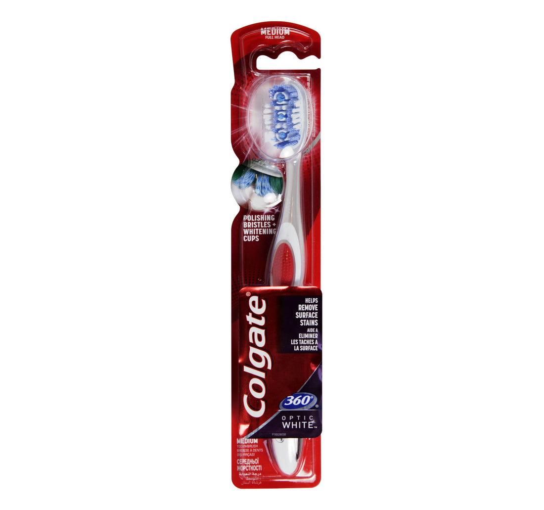 Colgate 360 Optic Whitening Medium Toothbrush Assorted Colour 1 pc