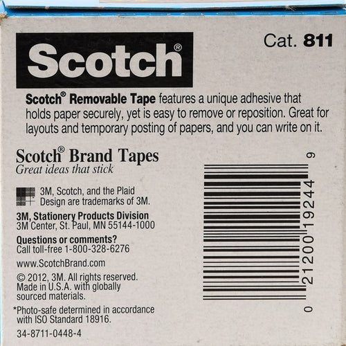 3M Scotch Magic Tape Boxed Removable 3/4in x 36yards 1Pc