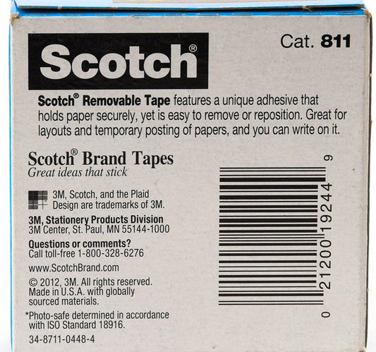 3M Scotch Magic Tape Boxed Removable 3/4in x 36yards 1Pc