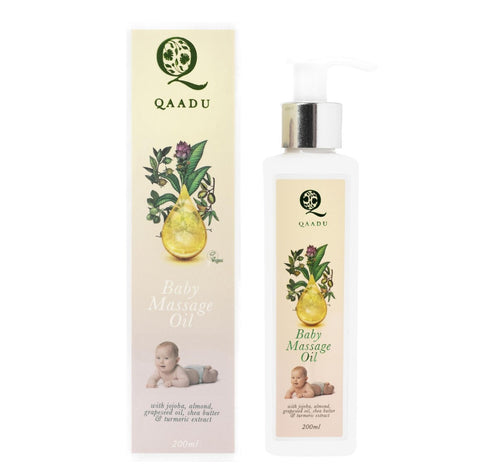 Qaadu Soothing Baby Massage Oil With Essential Oils Grapeseed Oil Shea Butter 200 ml
