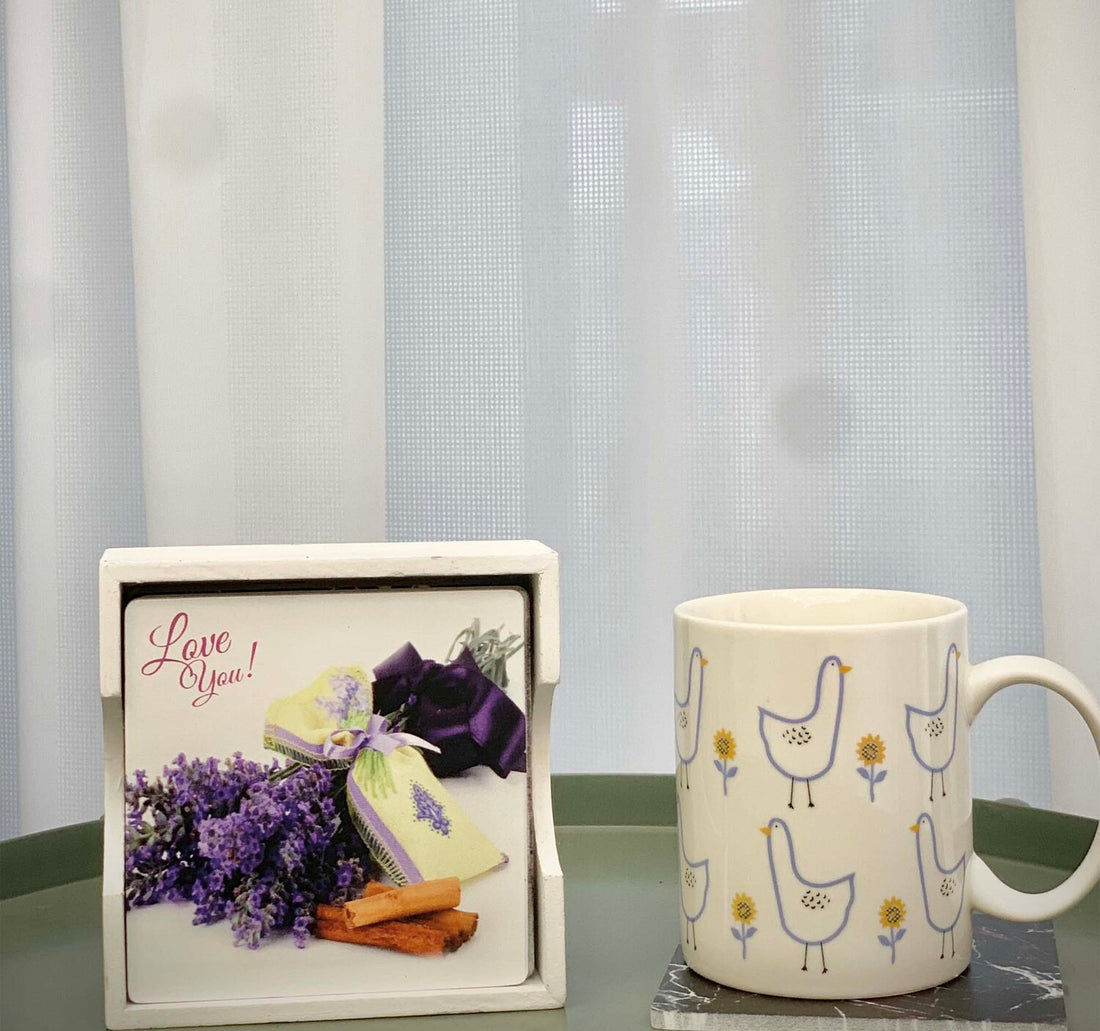 Maple Leaf 4pcs Wooden Coaster Set With Holder 12x12x4.5cm 20YX113