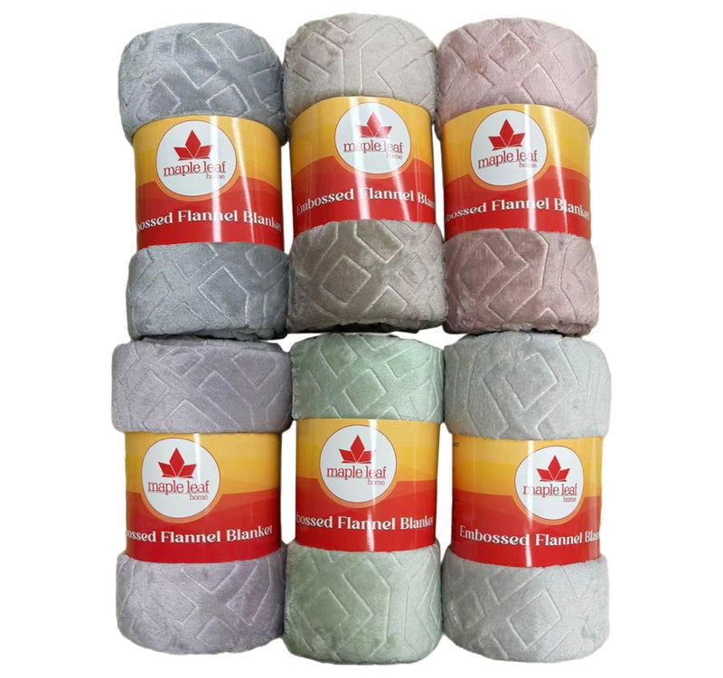 Maple Leaf Home Embossed Flannel Blanket 200 x 220cm Assorted Colors