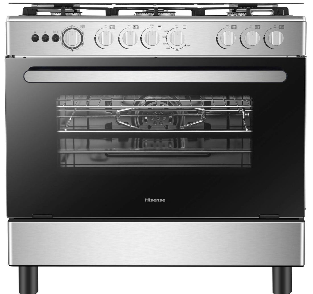 Hisense 5 Burner Free Standing Gas Cooking Range, 90x60 cm, Stainless Steel, HFG90335RX