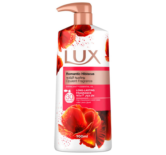 غسول الجسم الفاخر برائحة الكركديه الرومانسية من لوكس، 700 مل