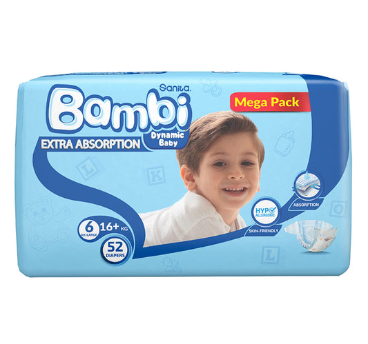 Sanita Bambi Baby Diaper Mega Pack Size 6 XX-Large 16+ kg 52 pcs