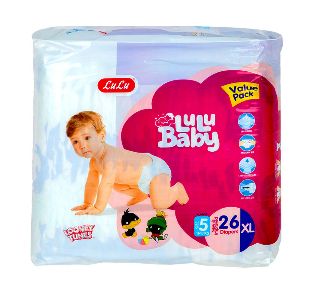 LuLu Baby Diapers Size 5 Extra Large 11-18 kg Value Pack 26 pcs