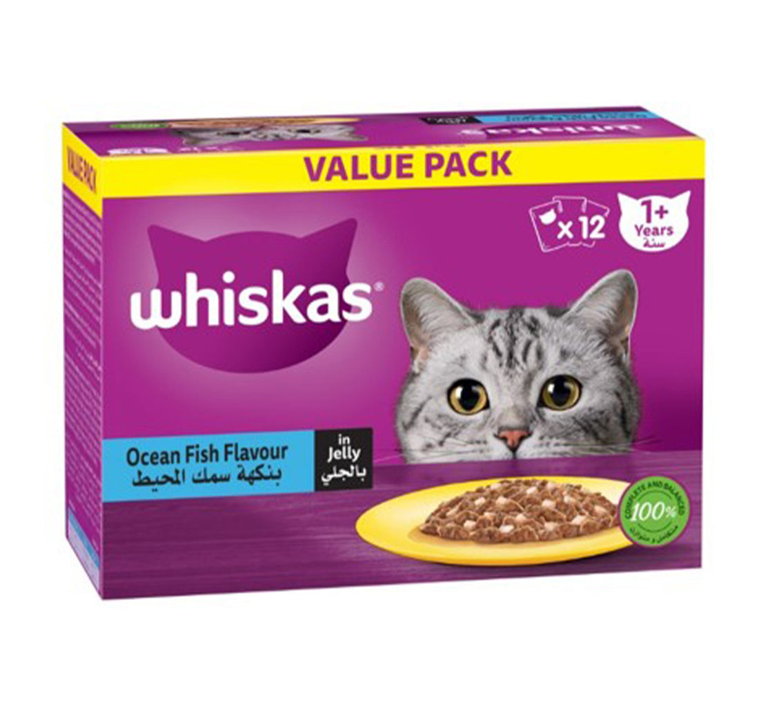 Whiskas Ocean Fish Flavour In Jelly Cat Food For 1+ Years Value Pack 12 x 80 g