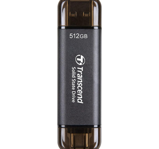 قرص تخزين خارجي SSD من Transcend Type-C/A، سعة 512 جيجابايت، أسود، GESD310C