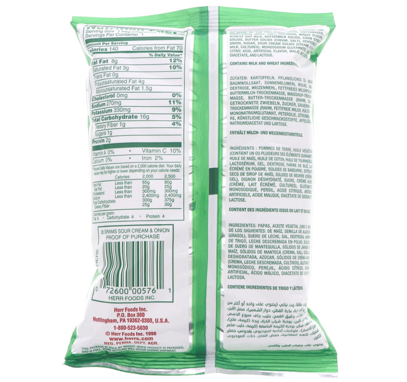 Herr's Sour Cream & Onion Flavored Potato Chips 28 g