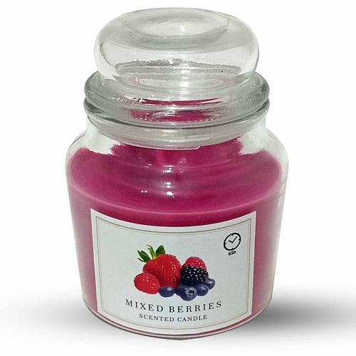 Maple Leaf Scented Glass Jar Candle with Lid 380gm Purple Mixed Berries