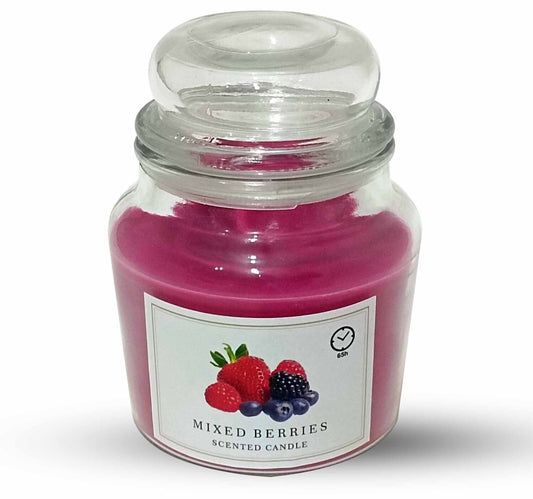 Maple Leaf Scented Glass Jar Candle with Lid 380gm Purple Mixed Berries