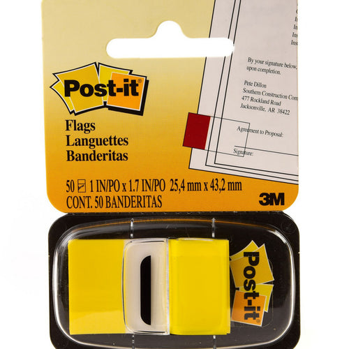 أعلام وعلامات 3M Post-it - أصفر - 1 بوصة × 1.7 بوصة - 50 ورقة