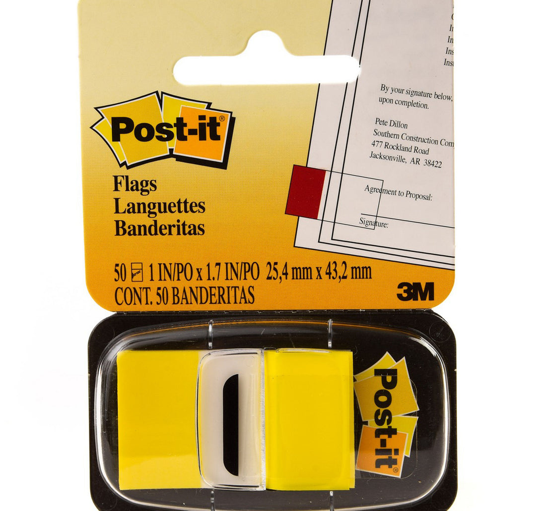 أعلام وعلامات 3M Post-it - أصفر - 1 بوصة × 1.7 بوصة - 50 ورقة