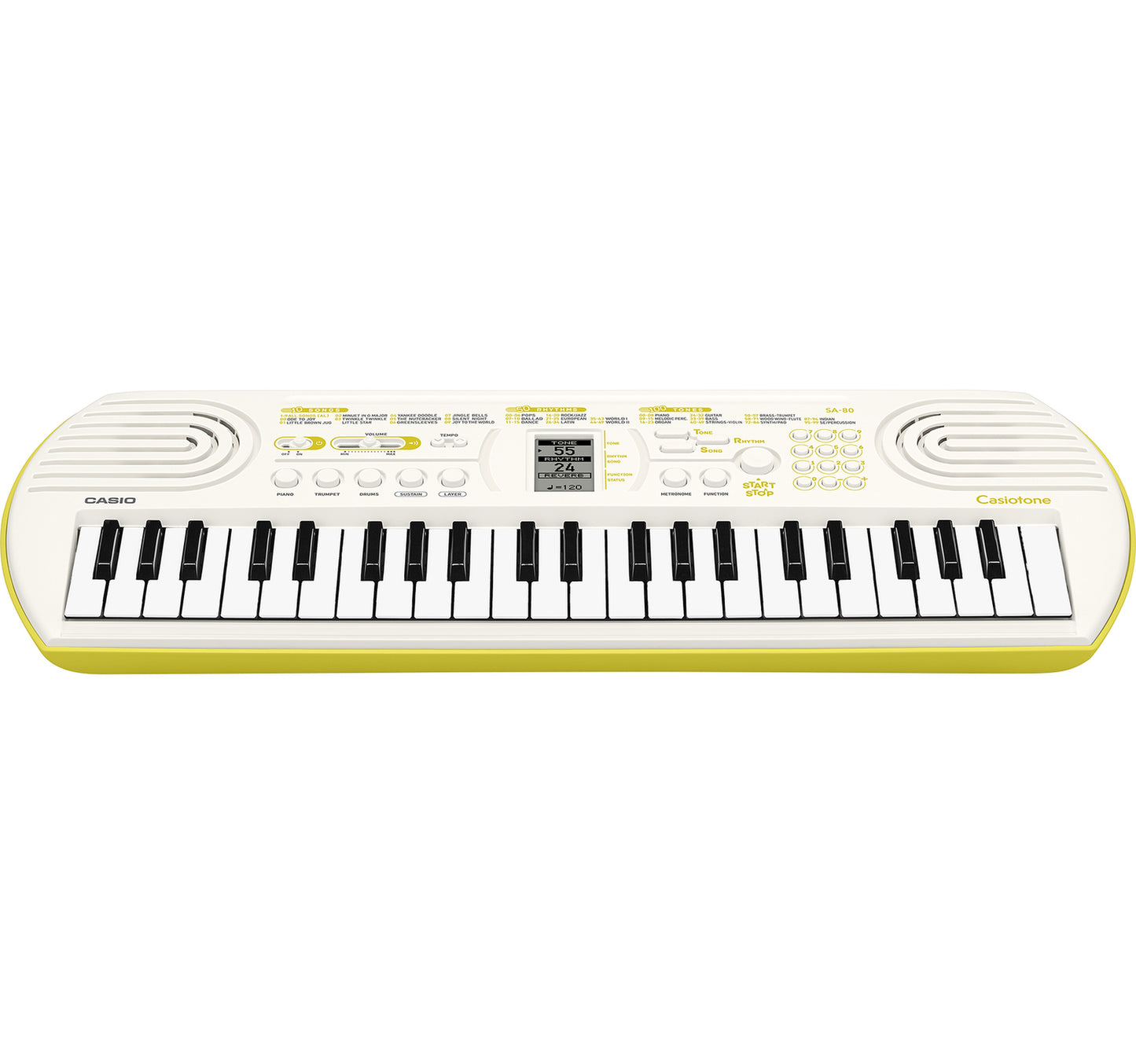 Casio Mini Keyboard with 44 keys, 100 Tones, 50 Rhythms, White, SA-80H2