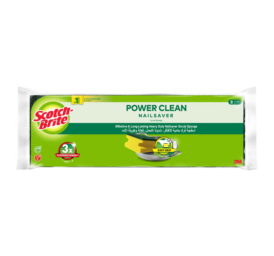 Scotch Brite Power Clean Heavy Duty Nail Saver Scrub Sponge Value Pack 8 pcs