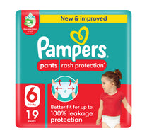 Pampers Rash Protection Pants Diapers, Size 6, 16+kg, Value Pack, 19 pcs