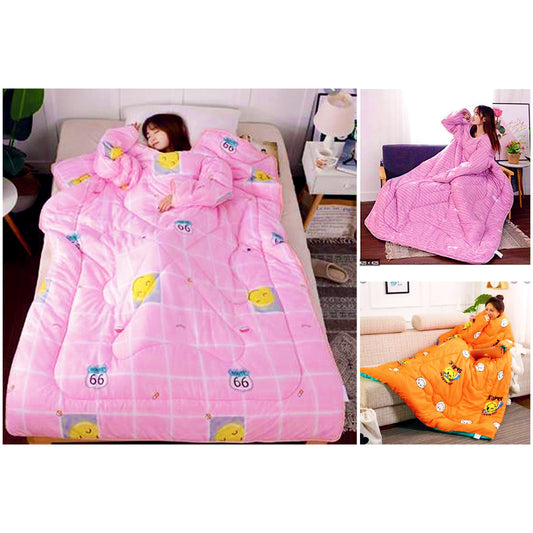 Maple Leaf Quilt with Sleeves Printed 150x200cm Assorted