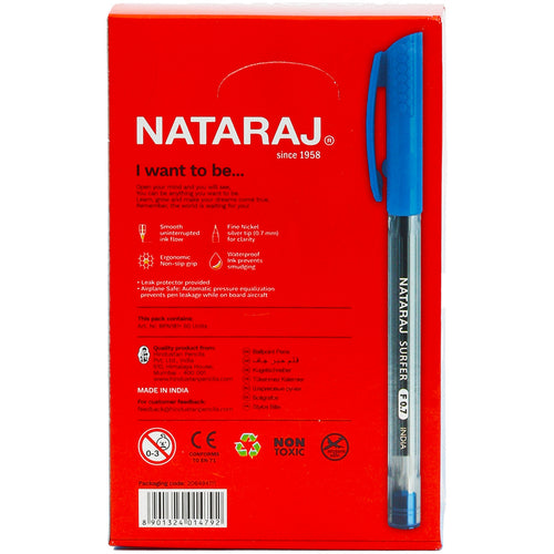 Nataraj Ballpoint Pens Surfer Blue 0.7mm 50 pcs