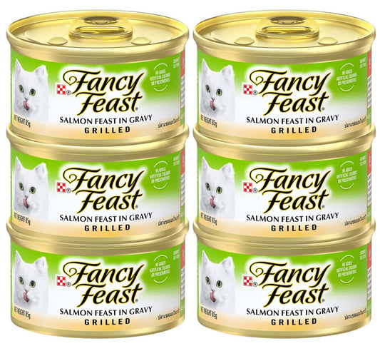 Purina Fancy Feast Grilled Salmon Feast In Gravy Cat Food 6 x 85 g