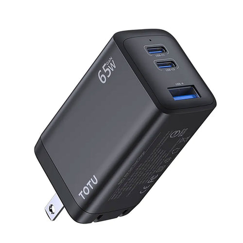 Totu 65W Dual PD/PPS + USB 3.0 Gan Charger FL55 Black Lulu Hypermarket