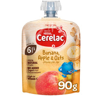 Nestle Cerelac Banana Apple & Oats Fruits Puree Pouch Baby Food 90 g