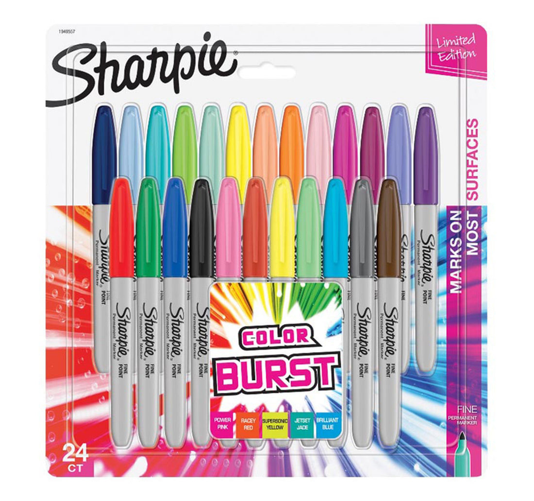 Sharpie Fine Permanent Marker 24 Colour Assorted