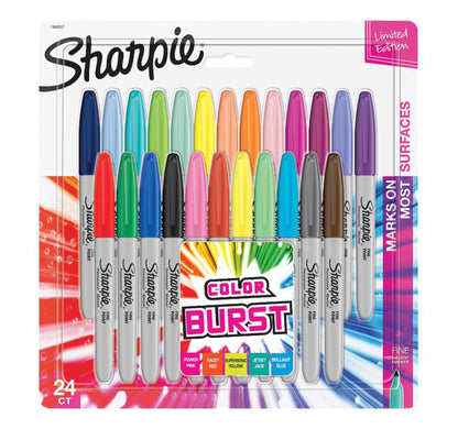 Sharpie Fine Permanent Marker 24 Colour Assorted