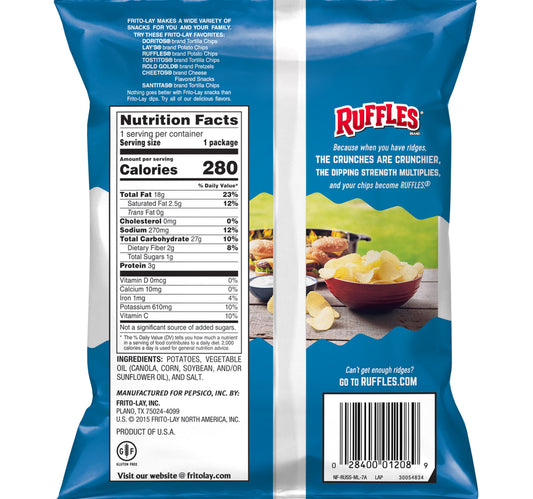 Fritolay Ruffles Original Potato Chips 49.6 g