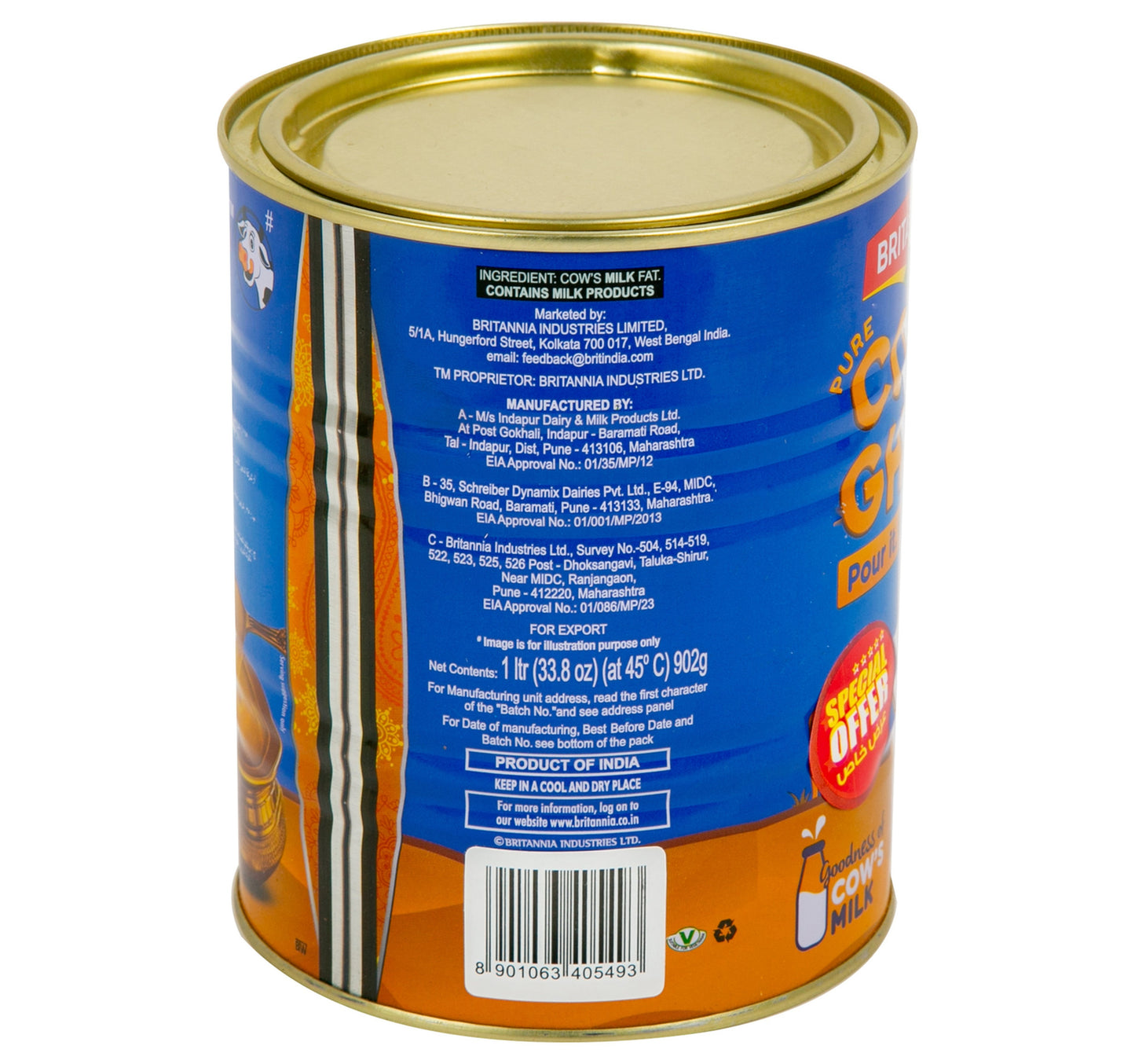 Britannia Cows Ghee Tin Value Pack 1 Litre