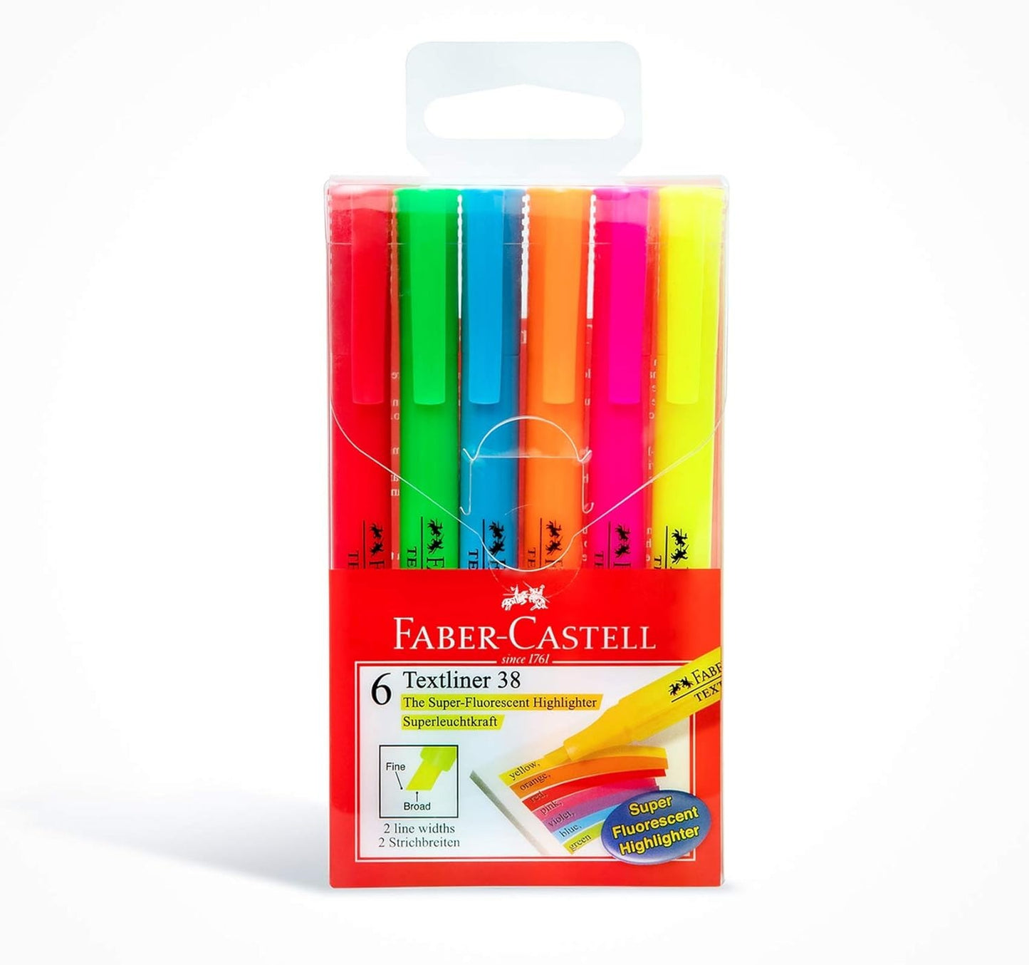 Faber-Castell Super Fluorescent Slim Highlighter Set, 6 pcs, 157706