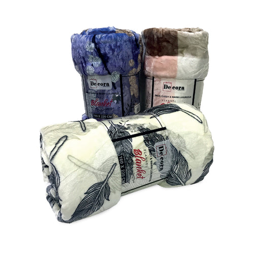 Decora Flannel Blanket 200x220cm Assorted per pc