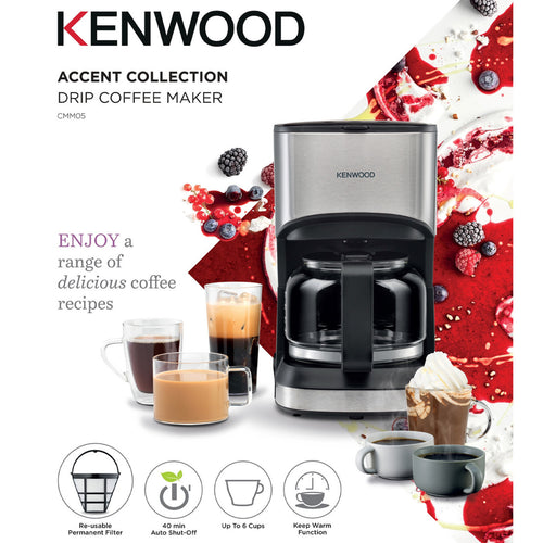 kenwood 6 Cups Coffee Makers, 550 W, Black/Silver, CMM05.000BM