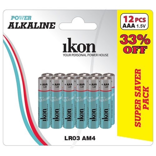 Ikon Power Alkaline 1.5V AAA Battery, 12 pcs, LR03
