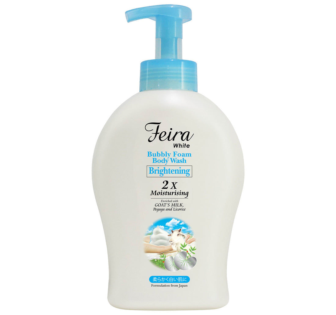 Feira White Brightening Bubbly Foam Body Wash Enriched With Goat's Milk, Pegaga & Licorice 800 ml
