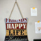 Maple Leaf Friends Happy Life Happiness Sign Wooden Pallet Wall Art Hanging Board, 30 x 28 cm, 20YX082